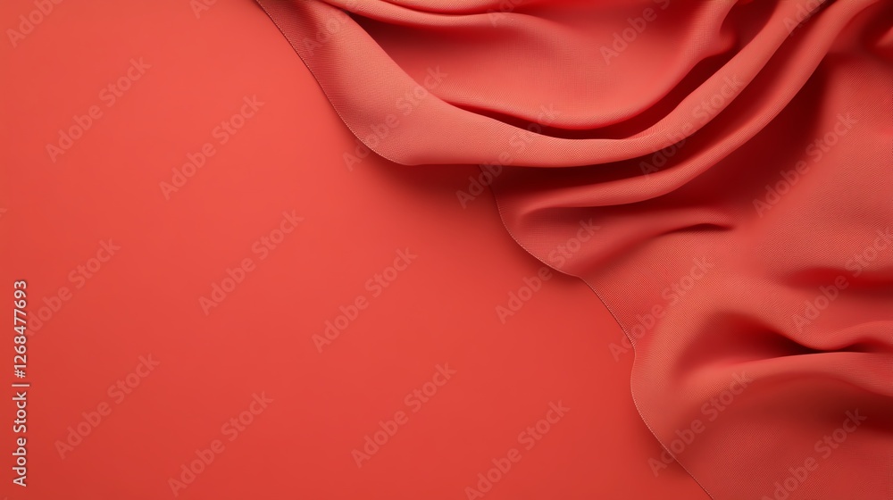 Poster elegant coral fabric texture with smooth folds, ideal for design and background use.