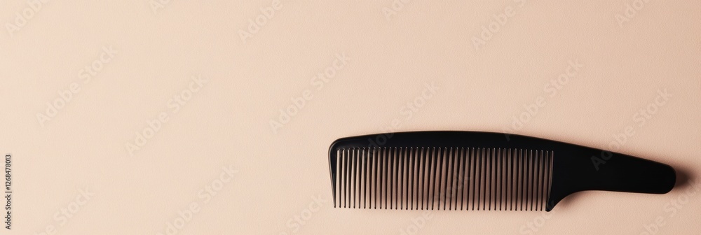 Poster Black comb placed on a light beige background showcasing grooming tools in a minimalist setting. Generative AI