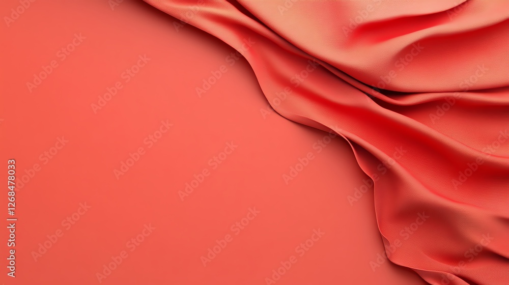 Poster elegant coral fabric with soft folds, creating a gentle texture and warm visual appeal for design an
