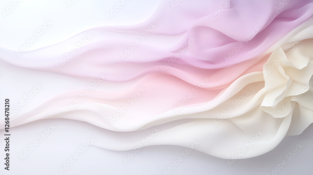 Poster elegant flowing pastel fabric with soft light, creating a serene and delicate visual texture.