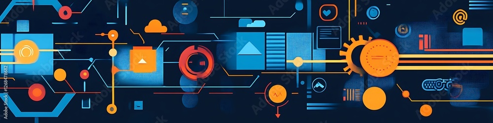 Poster abstract digital network technology system design