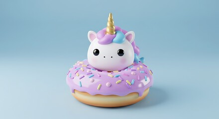 birthday cake with candle of unicorn