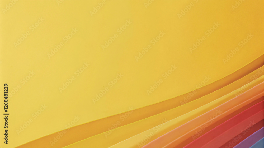Poster a minimalist abstract image of overlapping yellow, orange, and red paper layers forming smooth curve