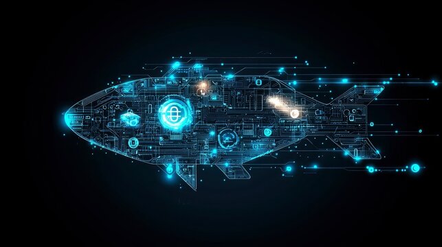 Futuristic Digital Fish Bio-Tech Innovation Concept