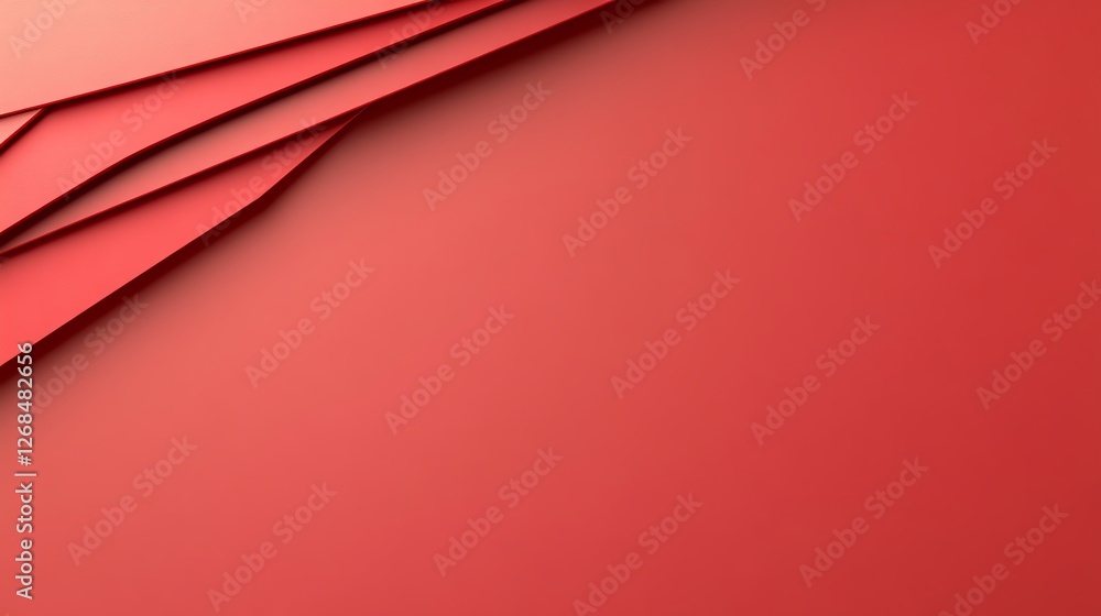 Poster minimalistic red layered paper background with abstract geometric shapes for design and creativity
