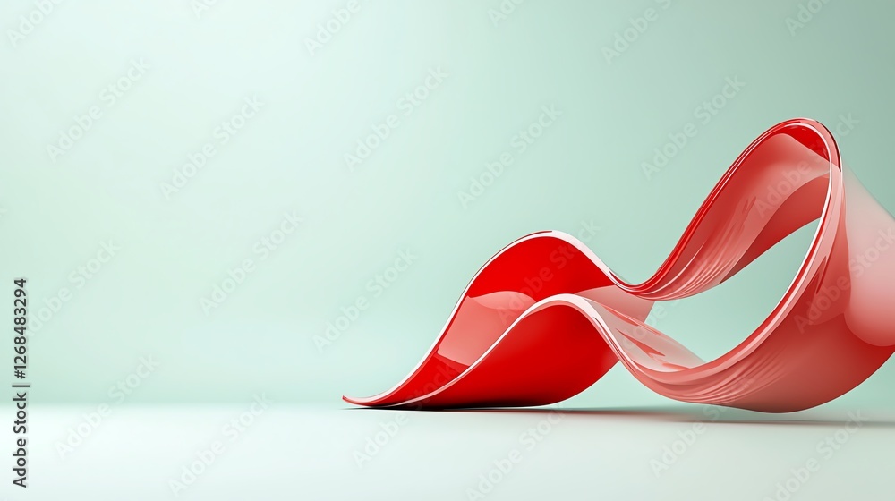 Poster modern red wave sculpture on minimalist background. stylish abstract design element for creative pro