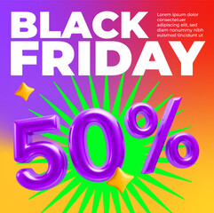 a colorful Black Friday sale vector design, vibrant and festive, perfect for modern marketing, promotions, or creative visual projects celebrating shopping and discounts.