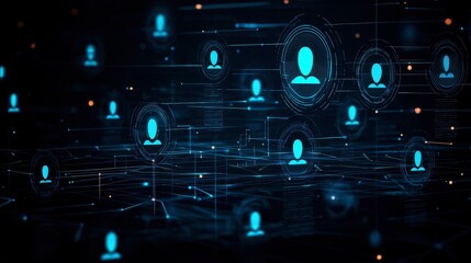 Obraz premium Global Network of Connected People Digital Human Connections and Data Visualization