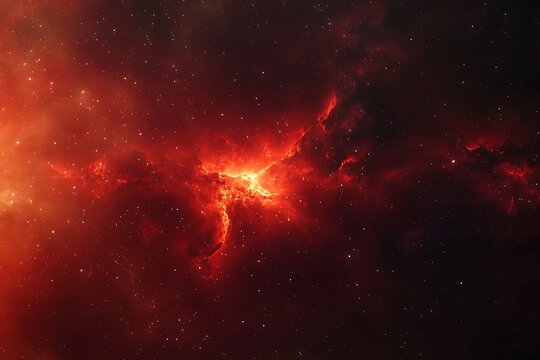 abstract space background with stars and nebula in red and orange