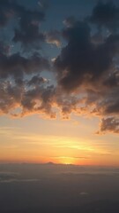 Fototapeta premium Cloudy evening with a silvery glow on the horizon, serene, landscape, nature