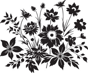 Black Color Specialty Flowers Silhouette Vector Illustration design, Solid White Background