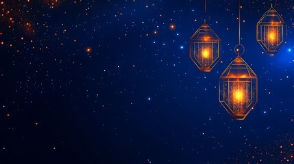 Golden Lanterns Illuminate A Starry Night Sky