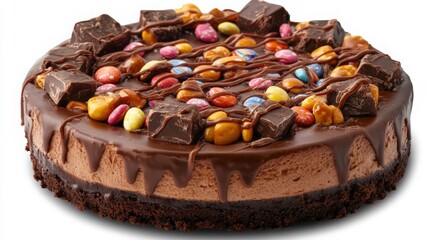 Delicious Chocolate Cheesecake with Candy and Chocolate Pieces Indulgence