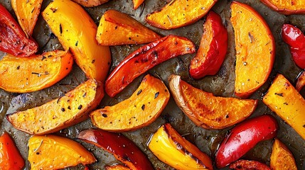 Roasted Butternut Squash and Red Pepper Slices