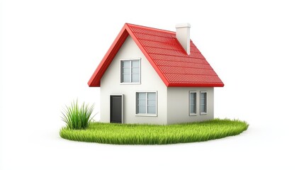 Charming redroofed house nestled in verdant greenery, a picture of suburban tranquility