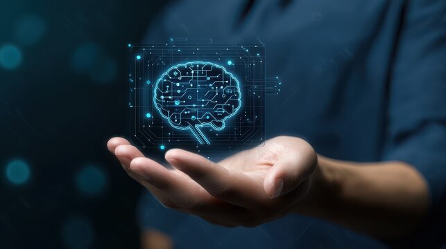 Human hands cradle a brain, exploring the depths of intelligence, knowledge and cognitive function