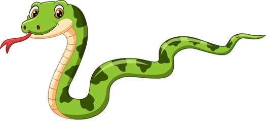 Cartoon a happy green snake