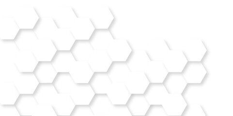 Abstract white hexagon concept background. Seamless bright white abstract honeycomb. Technology for design element vector abstract background
