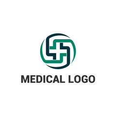 circle Healthcare logo design template, medical cross vector symbol