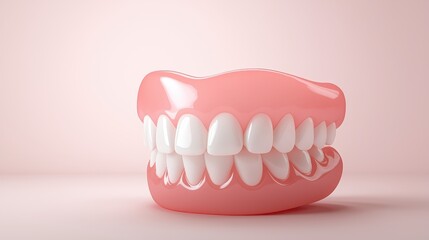 Obraz premium Healthy pink tooth with sparkling white teeth, a symbol of excellent dental hygiene and oral care