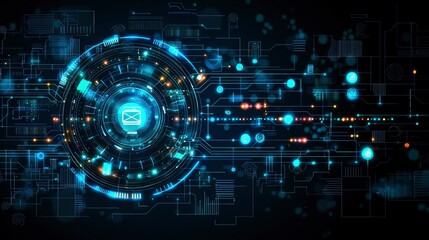 Global Digital Network Communication, Email, Data Transfer, Futuristic Technology Concept