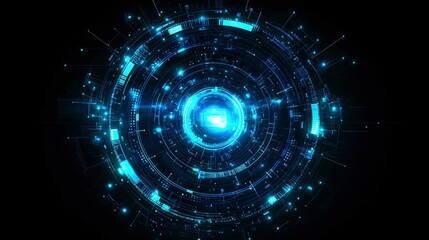Obraz premium Futuristic Technology Interface Abstract Circular HUD Design with Glowing Blue Lights