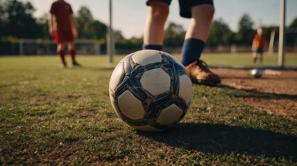 Obraz premium Fields of Glory: Timeless Soccer Ball on Verdant Terrain