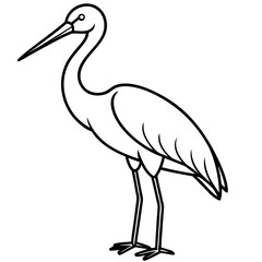 Classic Stork Outline Sketch