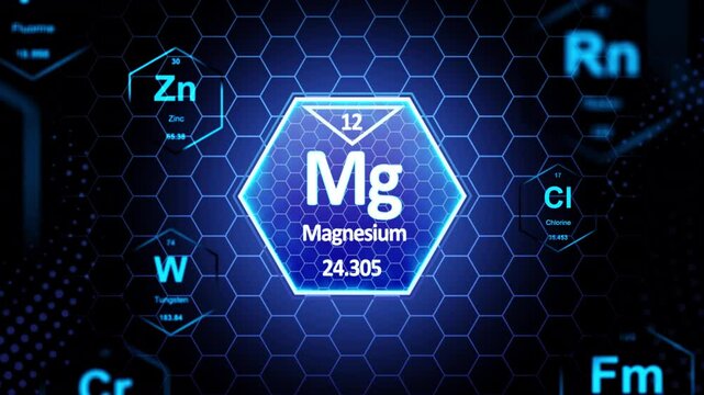 Magnesium(Mg) Periodic Element, Animation.Full HD 1920&times;1080. 13 Second Long,