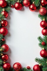Decorative garland made of forty percent shaped Christmas red balls with golden caps, ornamental, decoration