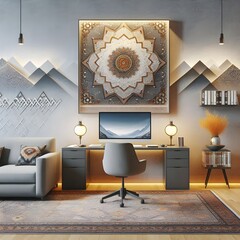 Contemporary Office Design with Kashmiri Textile Patterns.