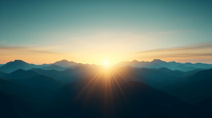 Obraz premium Sunrise Over Dark Mountains