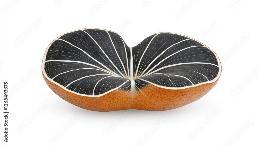 Poster a decorative bowl with a unique design, featuring contrasting colors and patterns.