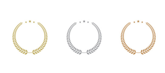金銀銅の月桂冠のイラストセット
