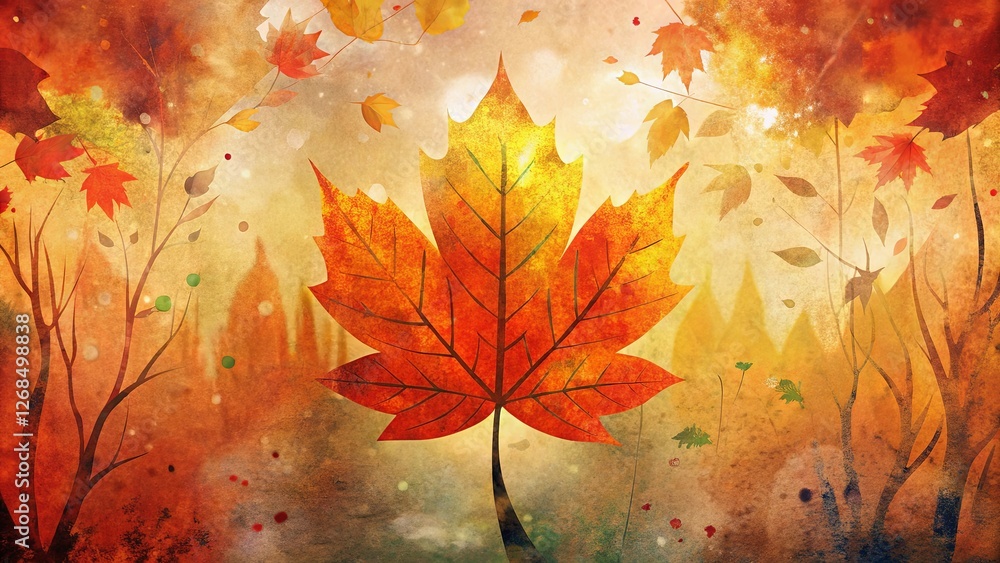 Poster a leafy tree with a large leaf in the center