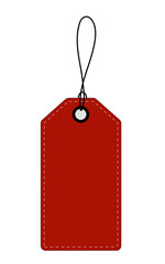 Red blank price tag with black string, perfect for sales, discounts, marketing, shopping promotions, labels, product tags, retail designs, e-commerce banners, and branding elements