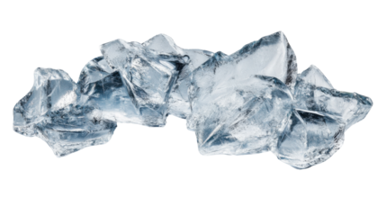 Ice cubes forming a refreshing composition on transparent background