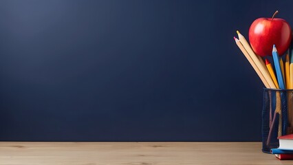 Teacher banner with empty space Without Text, Navy background, holiday banner poster background for advertisement ads