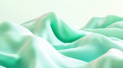 Obraz premium Abstract mint green fabric folds, smooth texture, soft light background