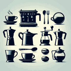 coffee and tea set illustration