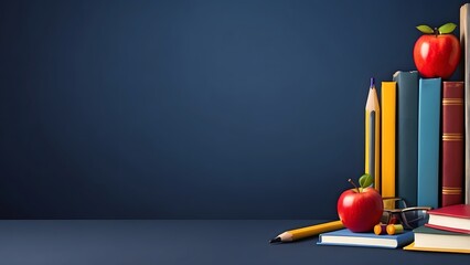 Teacher banner with empty space Without Text, Navy background, holiday banner poster background for advertisement ads