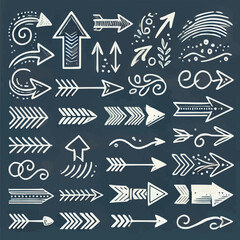 hand drawn arrows and arrows set on a blackboard