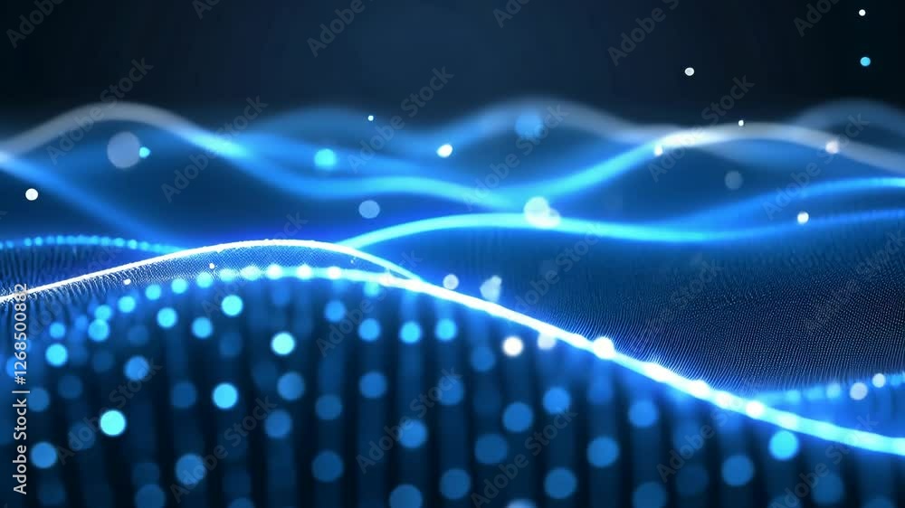 Aufkleber blue waves of light create a mesmerizing visual effect with glowing dots and flowing patterns