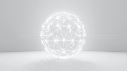 Illuminated sphere network in minimalist studio