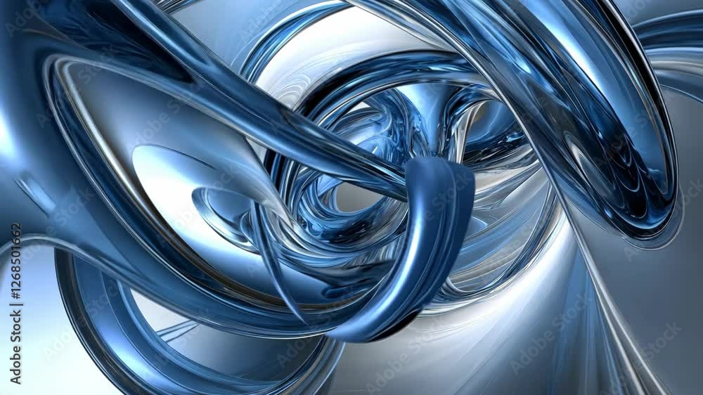 Poster intricate swirling patterns of metallic blue capturing movement and depth in a design-focused abstra