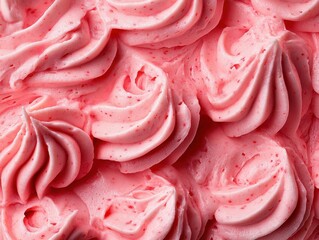 Swirls of Pink Frosting on Cake Surface for Sweet Treat Appeal