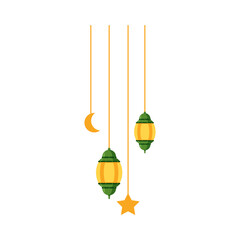 Hanging Lanterns and Crescent Moon Decoration