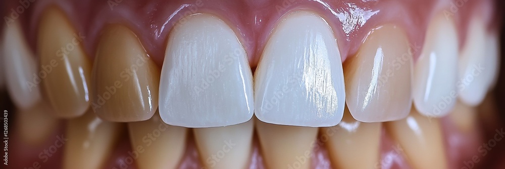 Poster Dramatic transformation of teeth before and after whitening with clear differences visible in color and shine. Generative AI