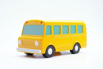 Simplistic yet delightful 3D representation of a yellow bus.