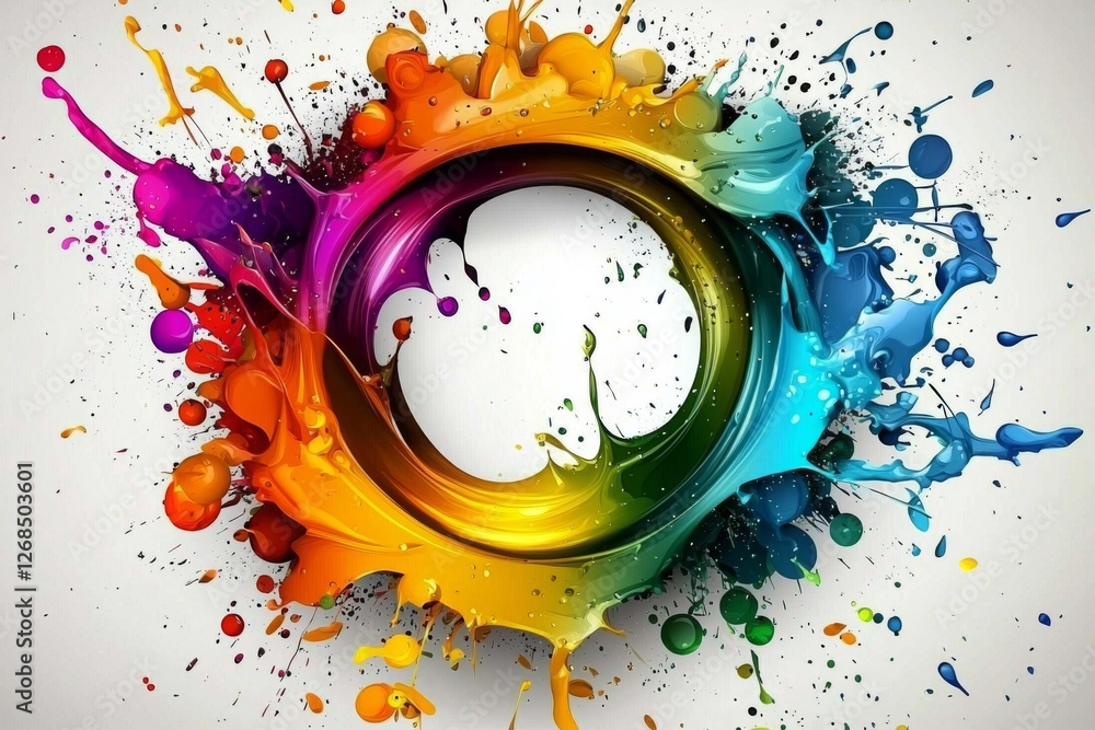 Poster a mesmerizing mix of colors flowing in a circular movement.